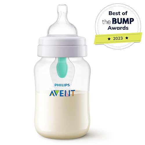 Philips Avent 9oz Anti-Colic Baby Bottle with AirFree Vent, 4pk, Clear, Flow 2 Nipples, 1m+
