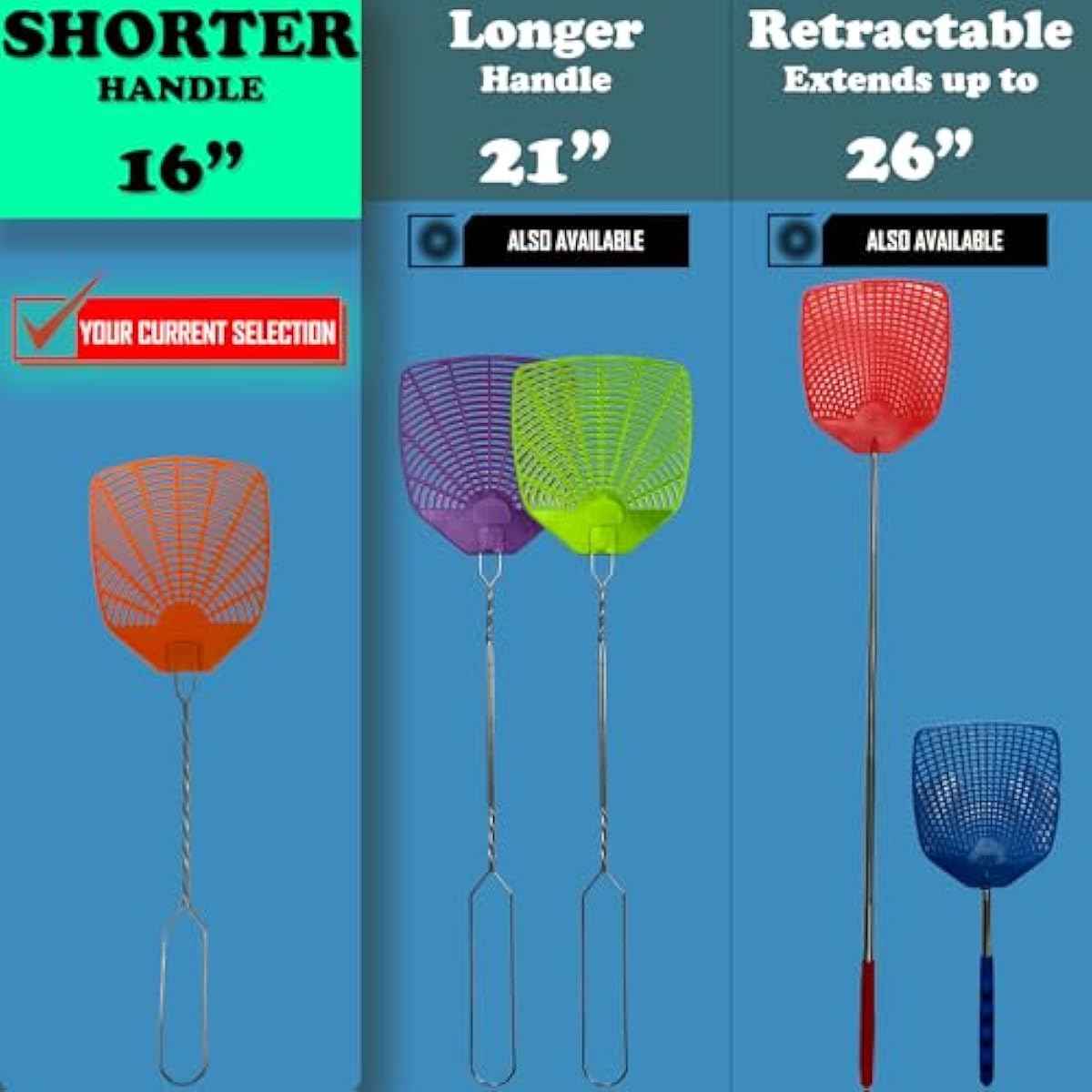 W4W, Bug & Fly Swatter Braided Metal Handle 6 Pack Fly Swatters Indoor/Outdoor flyswatter