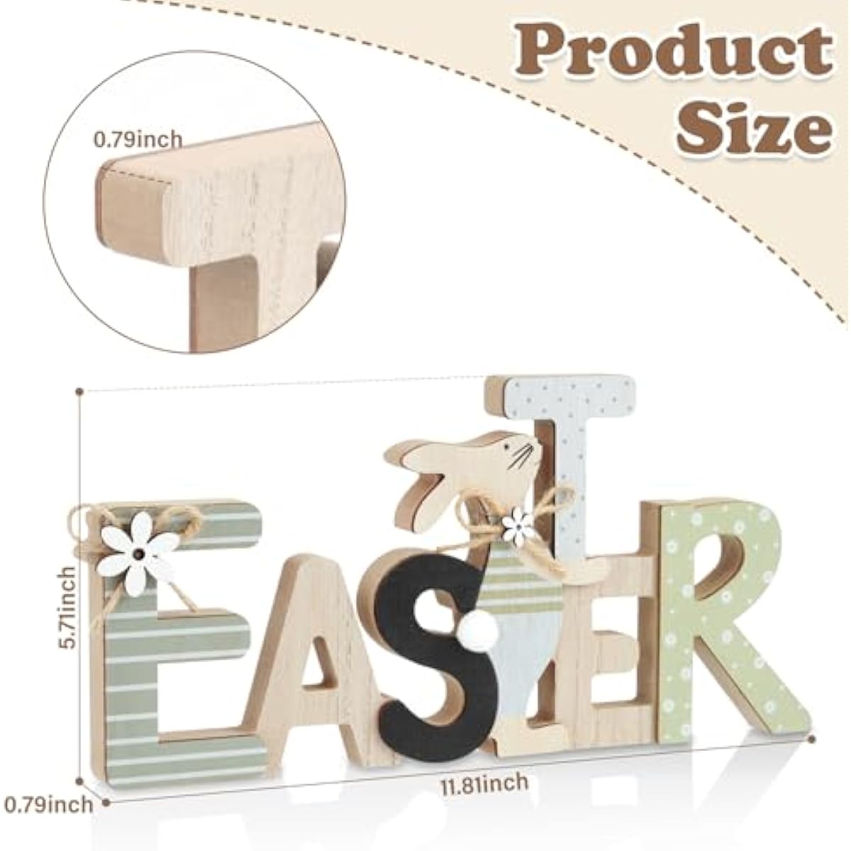 Farmhouse-style Wooden Bunny Easter Decorations for Home Indoor Tiered Tray Display