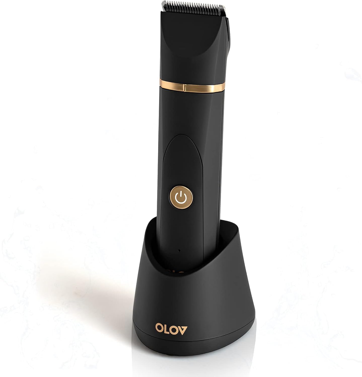 OLOV Electric Body Hair Trimmer - Groin Trimmer for Men - Bikini Trimmer Women - Wet/Dry Shaver Groomer, ReTLaceable Ceramic Blade Heads, USB Recharge Dock, Waterproof Hygiene Razor,Black