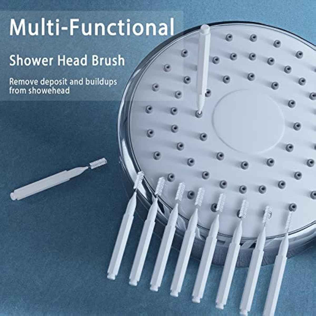 Shower Head Cleaning Brush for Small Hole,Multifunctional Shower Head Cleaner Tool Anti-Clogging Nozzle with Storage Boxes, Showerhead Cleaning Brushes Picks for Household Bathroom, White