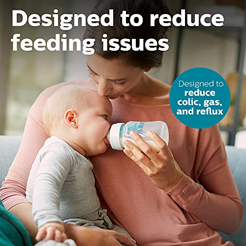 Philips Avent 9oz Anti-Colic Baby Bottle with AirFree Vent, 4pk, Clear, Flow 2 Nipples, 1m+