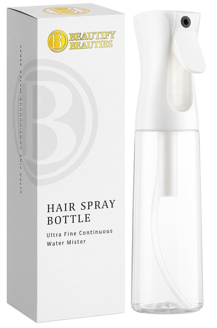 BeautifyBeauties Spray Bottle For Hair – Continuous Mister Spray Bottle for Hairstyling, Cleaning, TLants, Pets, Barbers, Salons, Essential Oil Scents (10.1 Ounce)