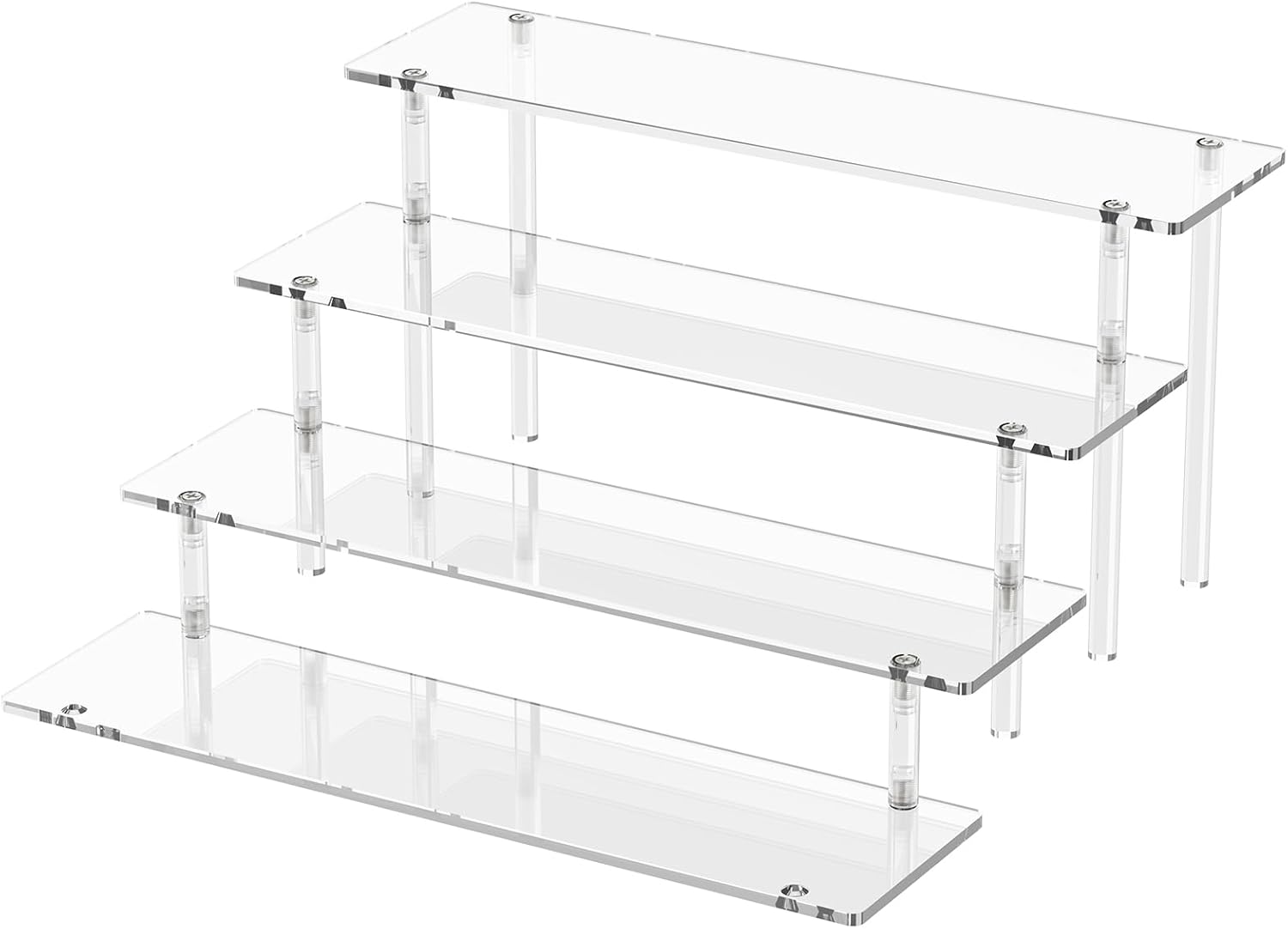 4 Tier Acrylic DisTLay Risers, Clear Perfume Organizer Stand, Large Cupcake Stand Holder, Dessert DisTLay for Party, DisTLay Shelf for Figure and Collection, Riser Stand for Decoration and Organizer
