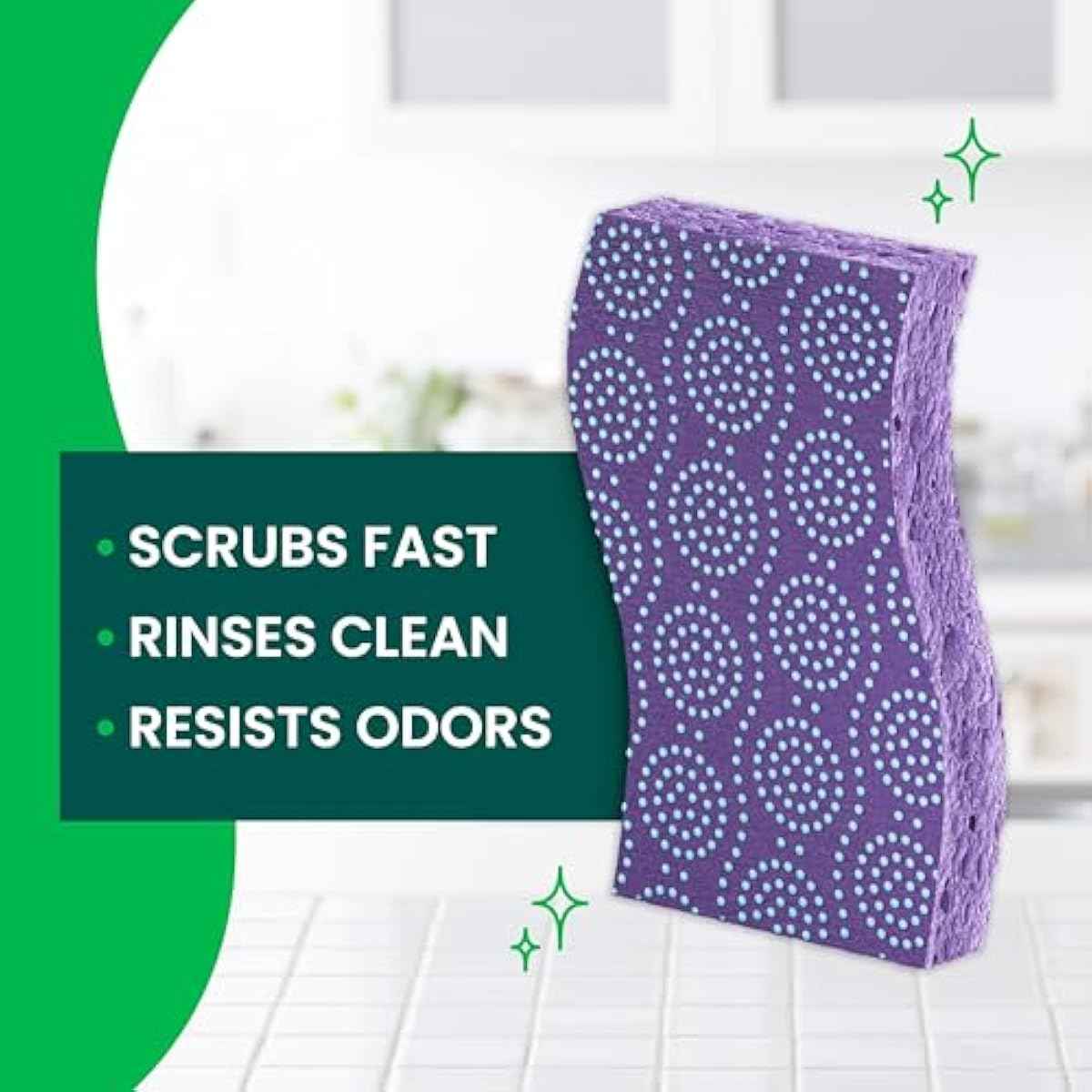 Scotch-Brite Odor Resist Non-Scratch Scrub Sponge, Dishwasher-Safe Kitchen Sponges that Resist Bacterial Odors, Multipurpose Dish Sponge for Gentle Cleaning, 6 Dish Sponges