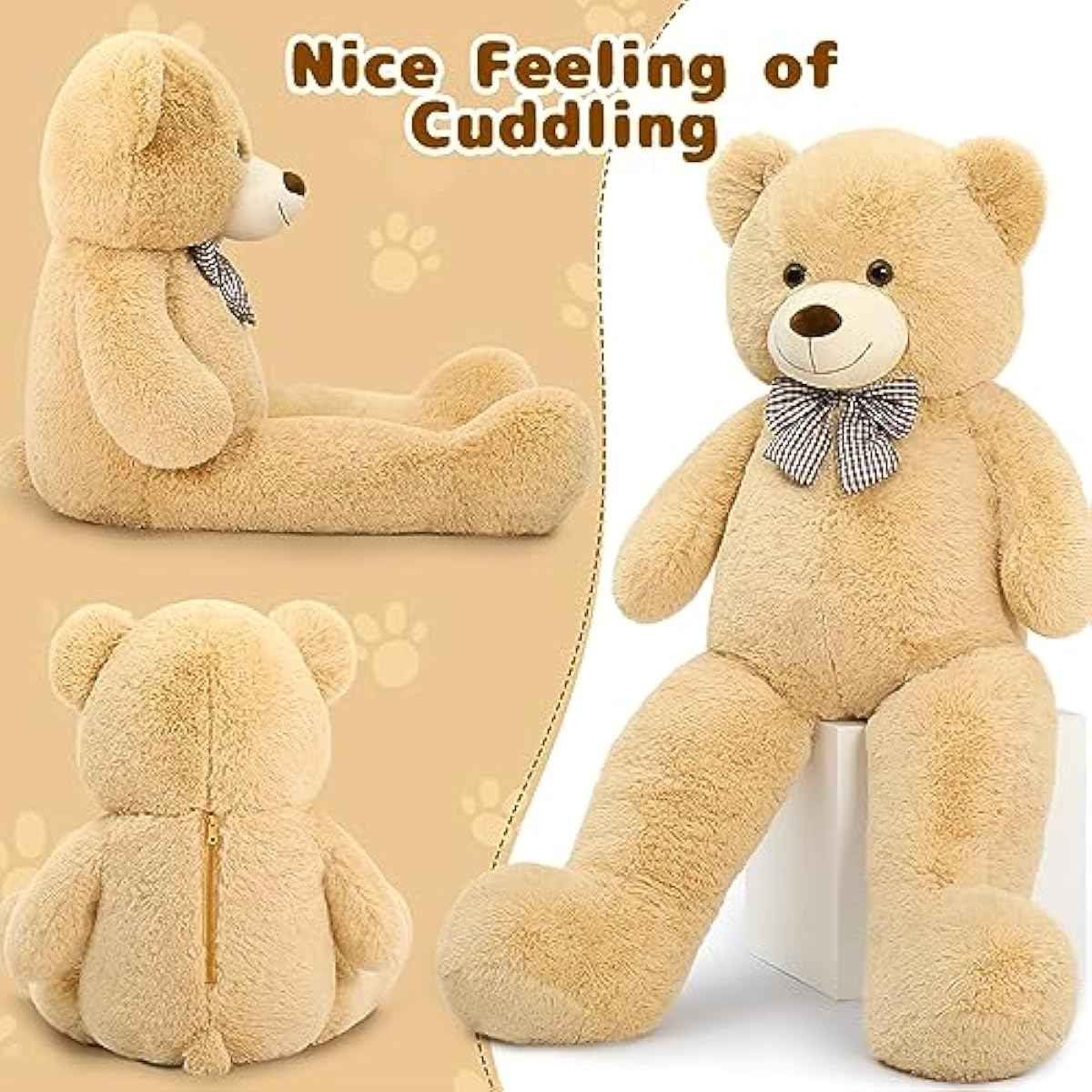 MaoGoLan Giant Teddy Bear 4 Feet,Adorable and Cuddly Big Bear Stuffed Animal 47", Classic Teddy Bear Plush Gift Decoration for Baby Shower,Party,Birthday,Valentines Day,Tan
