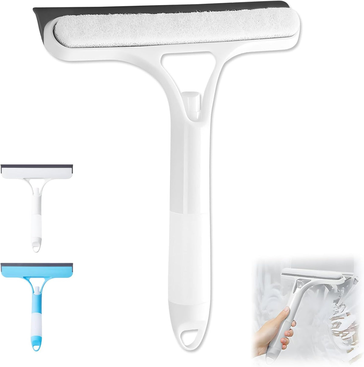3-in-1 Window Cleaning Scraper with Squeegee and Sprayer - Blue