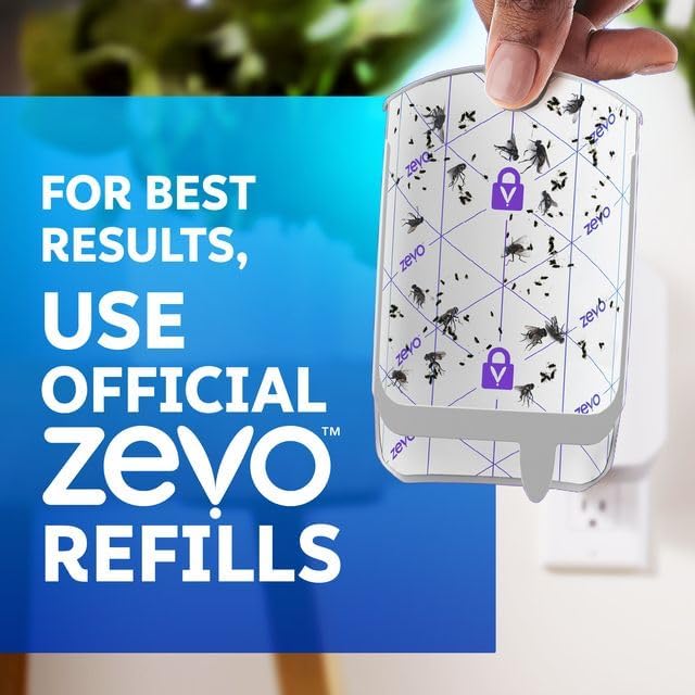 Zevo 2 Flying Insect Traps & 2 Refill Cartridges - TLug in Fly Trap & Indoor Bug Catcher for Gnats, House & Fruit Flies - Blue & UV Light Technology, Mess-Free Alternative to Bug Zapper
