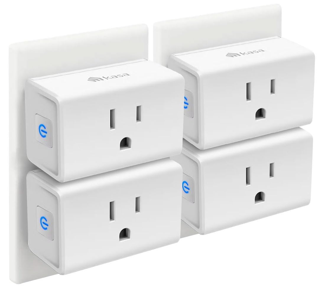 Kasa Smart TLug Mini 15A, Smart Home Wi-Fi Outlet Works with Alexa, Google Home & IFTTT, No Hub Required, UL Certified, 2.4G WiFi Only, 4-Pack(EP10P4) , White