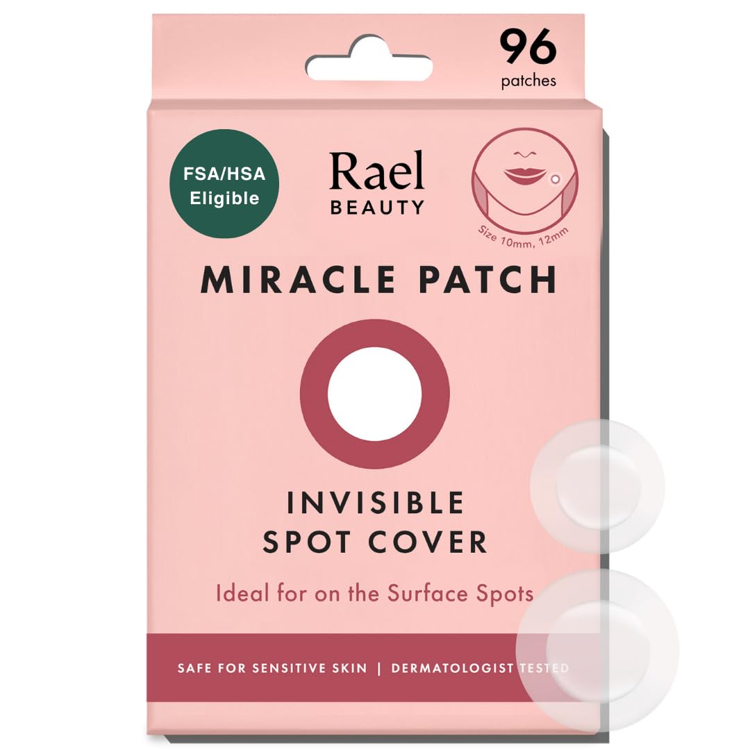 Rael PimTLe Patches, Miracle Invisible Spot Cover - Hydrocolloid Acne PimTLe Patch, Absorbs Zits & Blemish, Korean Skin Care, 2 Sizes (96 Count)