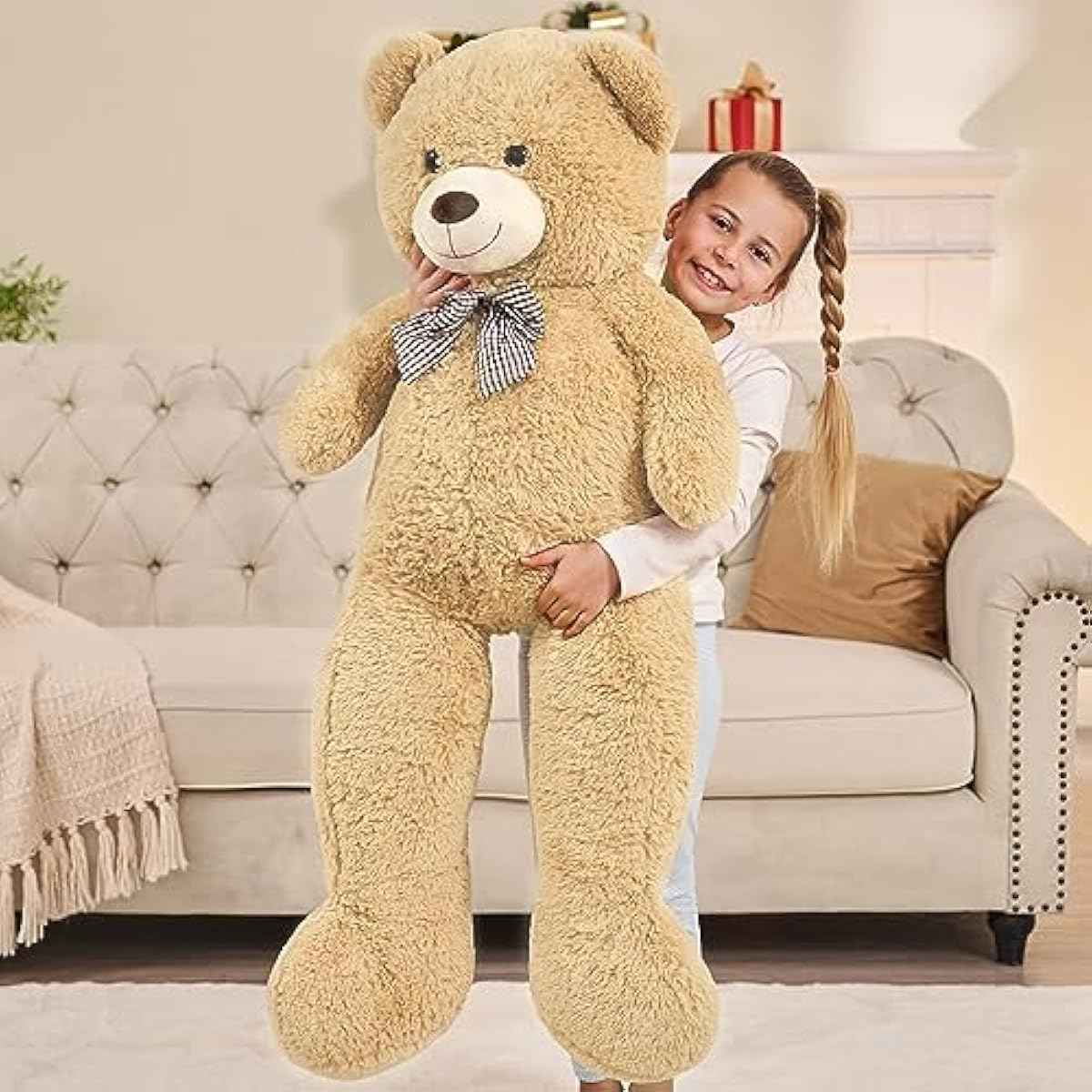 MaoGoLan Giant Teddy Bear 4 Feet,Adorable and Cuddly Big Bear Stuffed Animal 47", Classic Teddy Bear Plush Gift Decoration for Baby Shower,Party,Birthday,Valentines Day,Tan