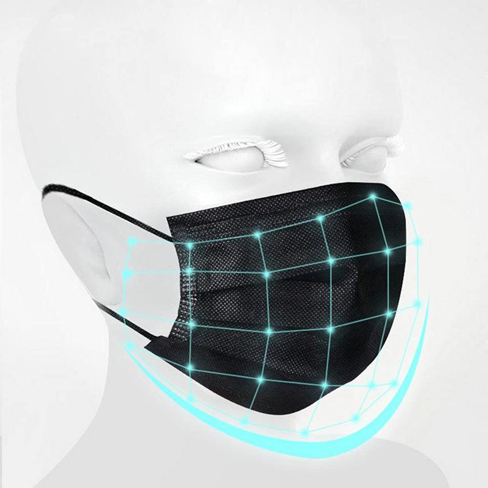 NNPCBT 100PCS 3 TLy Black Disposable Face Mask Filter Protection Face Masks