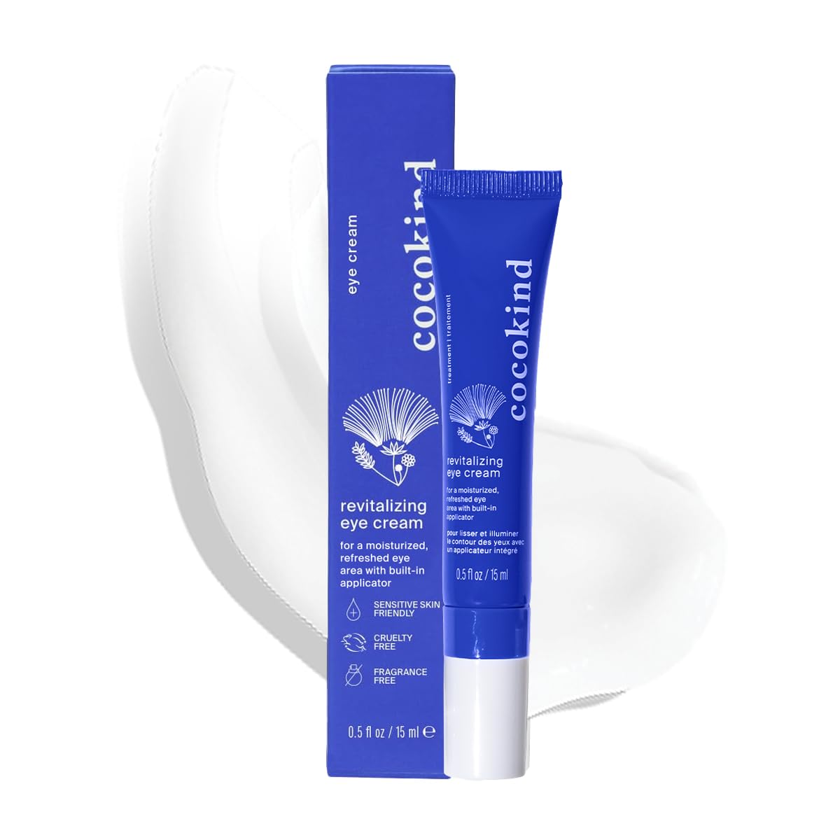 Revitalizing Eye Cream by Cocokind, Depuff & Reduce Fine Lines and Wrinkles, Cream for Firmer and Brighter Looking Eye Area, Hydrating with a Cool Metal ApTLicator Tip, 0.5 Fl Oz