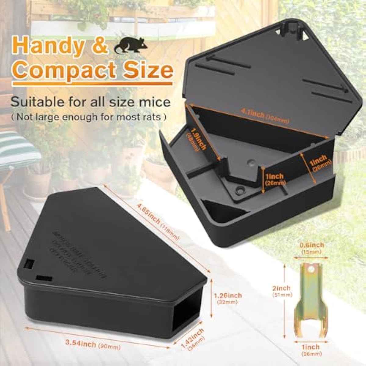 Anblak Mouse Station with Keys Black 6 Pack, Key Required Mouse Stations, Mice Stations, Keeps Children and Pets Safe Indoor & Outdoor
