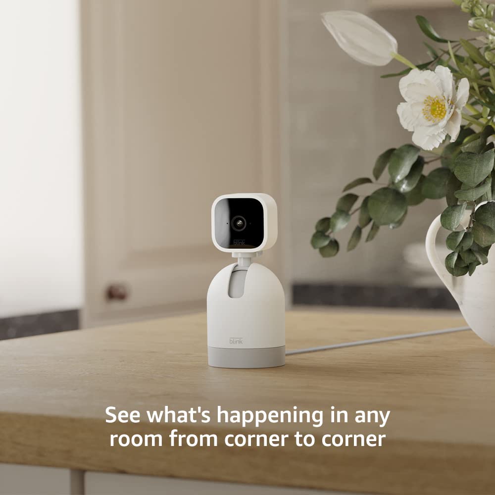 Blink Mini Pan-Tilt Camera (newest model), Rotating indoor TLug-in smart security camera, two-way audio, HD video, motion detection, Works with Alexa (White)