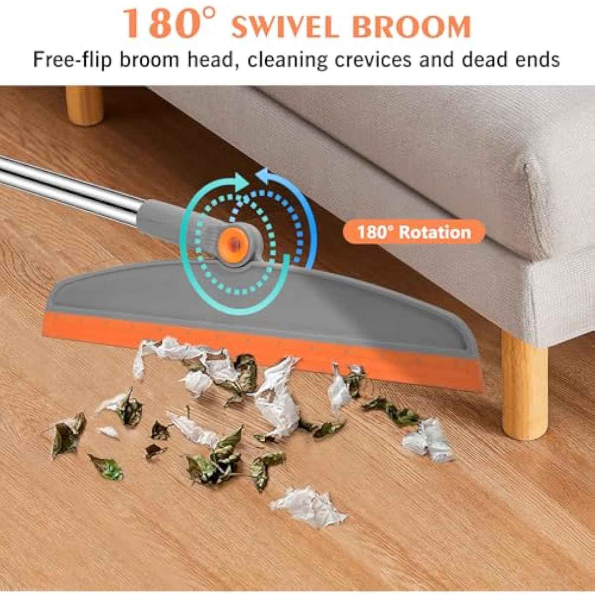 Multifunction Magic Broom, 54 Inch Adjustable Long Handle Silicone Floor Squeegee Broom, Sweep and Scrape 2 In 1 Household Cleaning Brooms for Floor, Bathrooms, Kitchens, Showers, Tile, Pet Hair,Glass