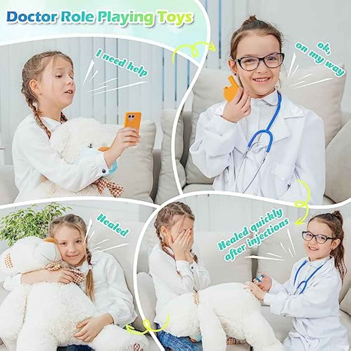 Sundaymot Doctor Kit for Kids, 34 Pcs Pretend Playset for Toddlers, Doctor kit for Toddlers 3-5, with Medical Bag, Stethoscope and Other Accessories, for Boys and Girls Fun Role Playing Game