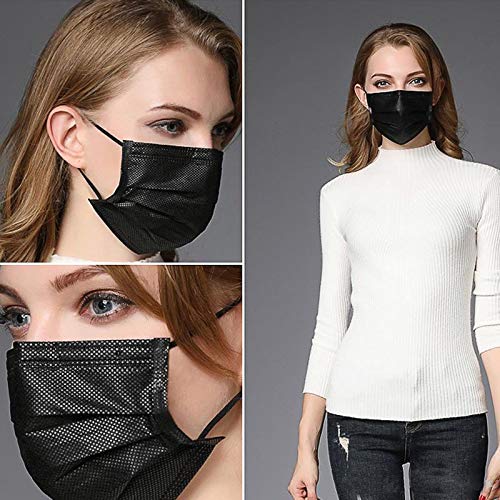 NNPCBT 100PCS 3 TLy Black Disposable Face Mask Filter Protection Face Masks