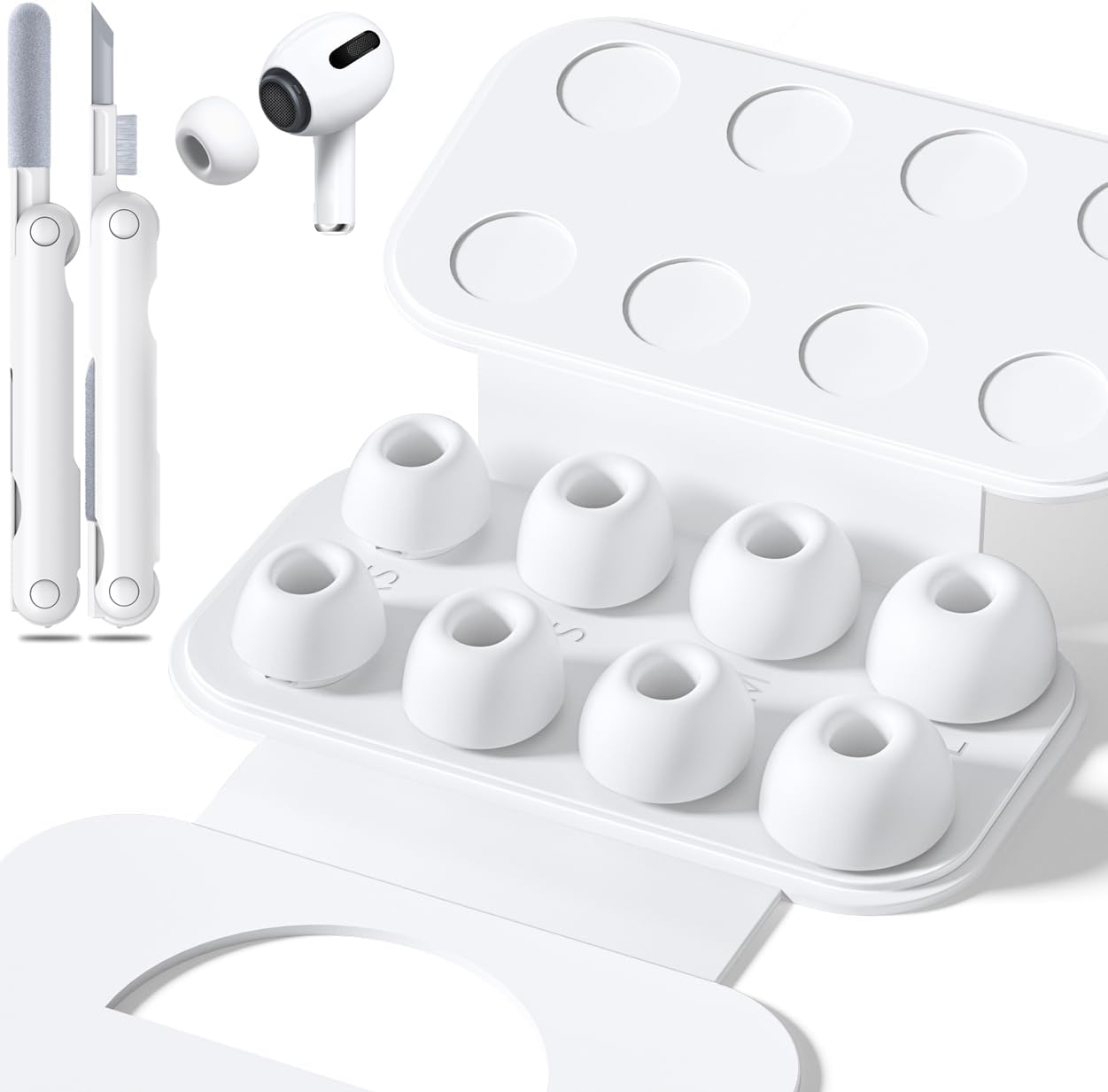 4 Pairs ReTLacement Ear Tips for AirPods Pro 2nd/1st Generation with Portable Storage Box & Cleaner Pen,Noise Reduction Holewith & Built-in dust Guard Screen,Silicone EarTips(White) Visit the Inesore Store
