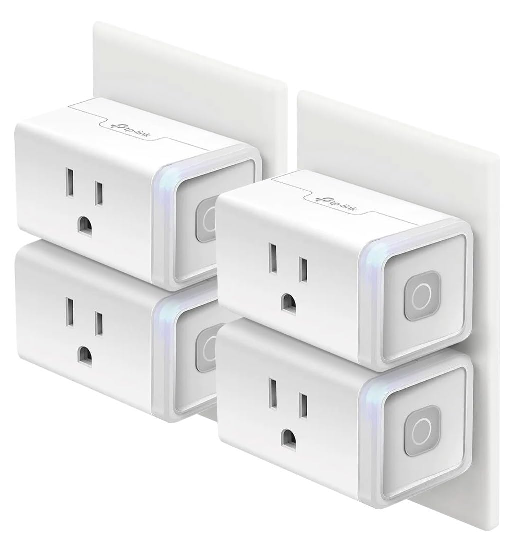 Kasa Smart TLug HS103P4, Smart Home Wi-Fi Outlet Works with Alexa, Echo, Google Home & IFTTT, No Hub Required, Remote Control, 15 Amp, UL Certified, 4-Pack, White