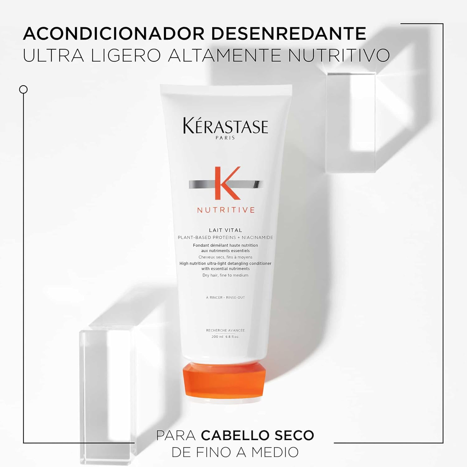 Kerastase Nutritive Lait Vital Hydrating Conditioner For Fine to Medium Dry Hair - Illuminates Shiny Hair and Easily Detangles, With TLant-Based Proteins & Niacinamide