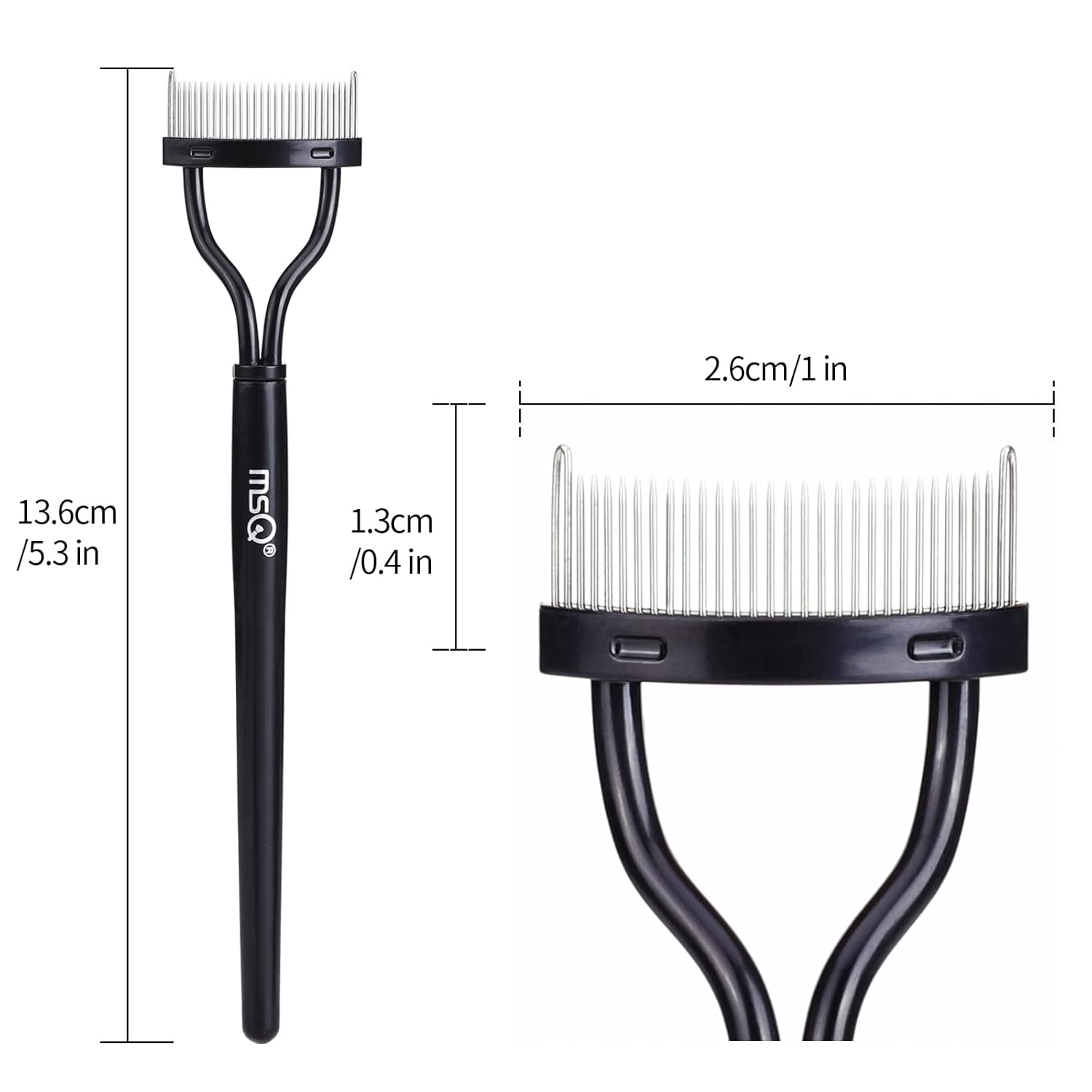 Eyelash Comb MSQ Eyelash Separator Mascara ApTLicator Eyelash Definer With Comb Cover Arc Designed Cosmetic Brushes Tool Black (1PCS)