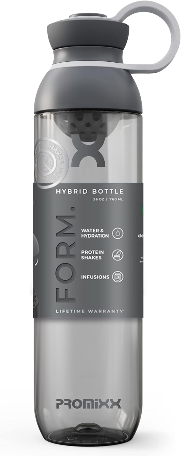 Promixx FORM Protein Shaker Bottle - A Premium for Shakes Infusions and Hydration Durable Gym Bottle, Leakproof Lid, Odorless 26oz (Graphite Gray), (PRO-P-S2-760SHAKER-GGCG)