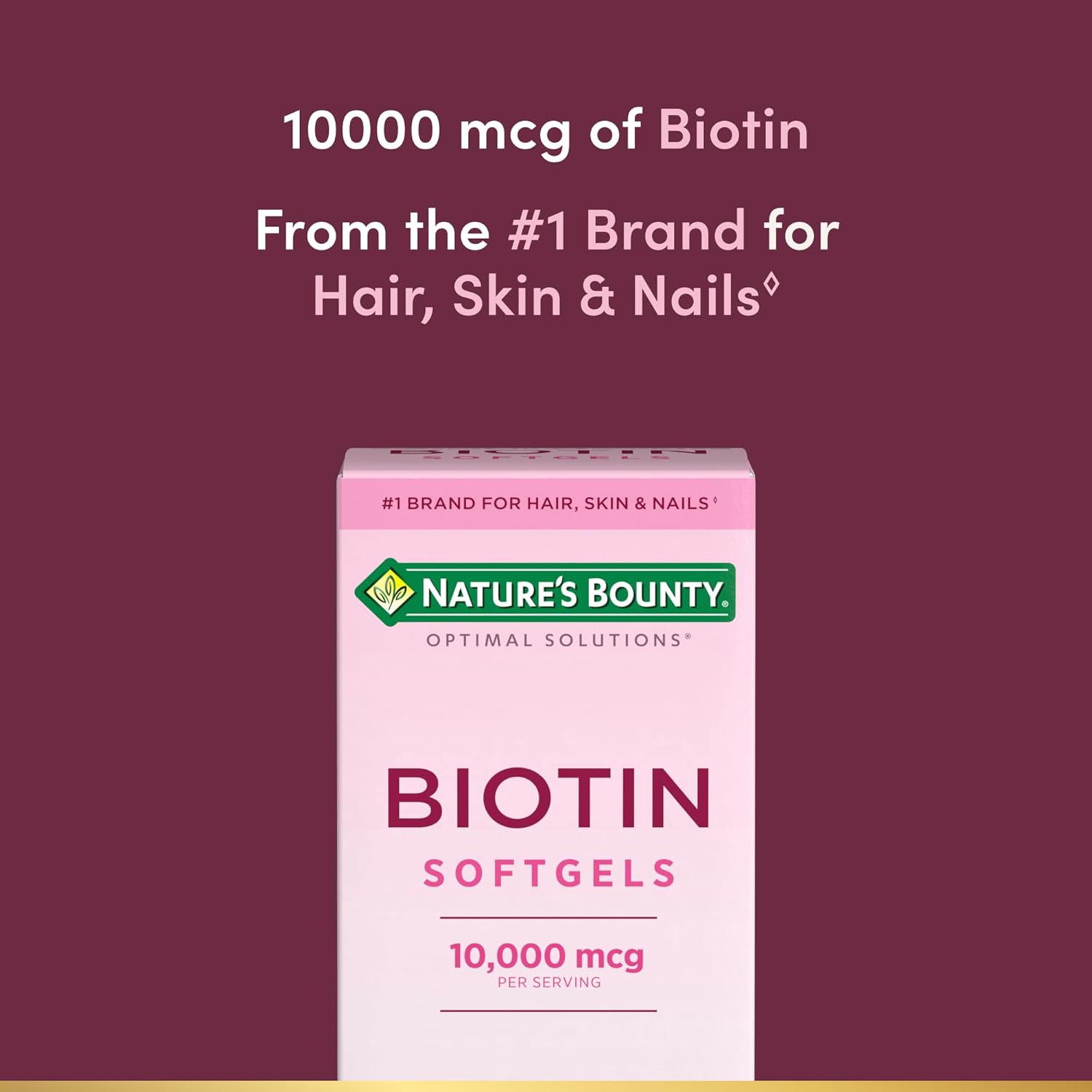 Nature's Bounty Biotin 10000mcg Supplement, Supports Healthy Hair, Skin and Nails, Optimal Solutions Hair Vitamin with Biotin, 90 Rapid Release Liquid Softgels
