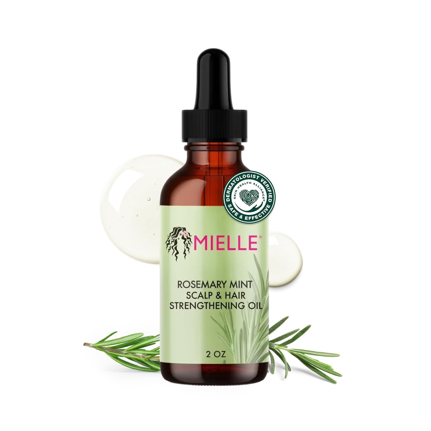 Mielle Organics Rosemary & Mint Hair Oil - Strengthening Biotin Oil Infused Frizzy & Damaged Hair Care - STLit Ends & Dry Scalp Treatment to Support Longer, Healthier Strands, 2 Ounce