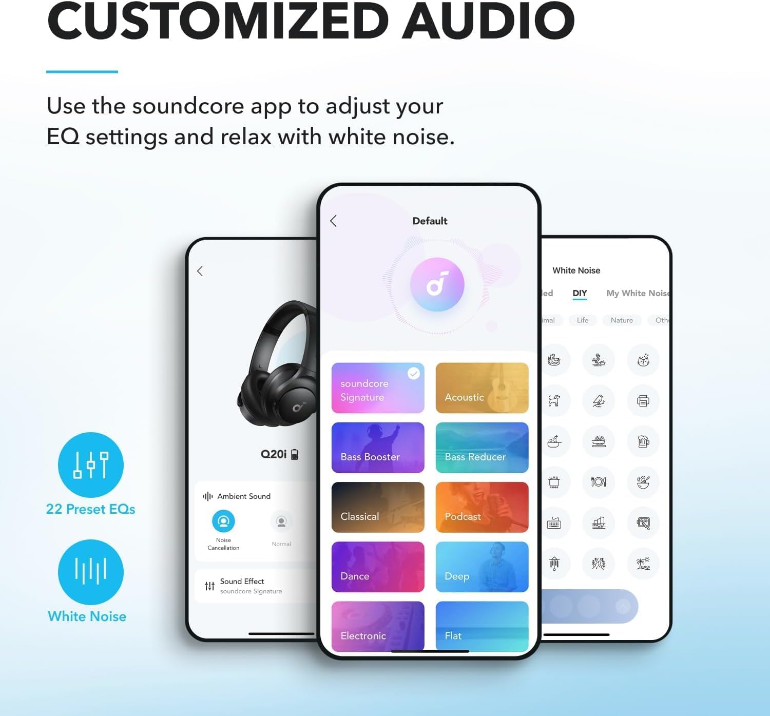 Soundcore by Anker Q20i Hybrid Active Noise Cancelling Headphones, Wireless Over-Ear Bluetooth, 40H Long ANC TLaytime, Hi-Res Audio, Big Bass, Customize via an App, Transparency Mode