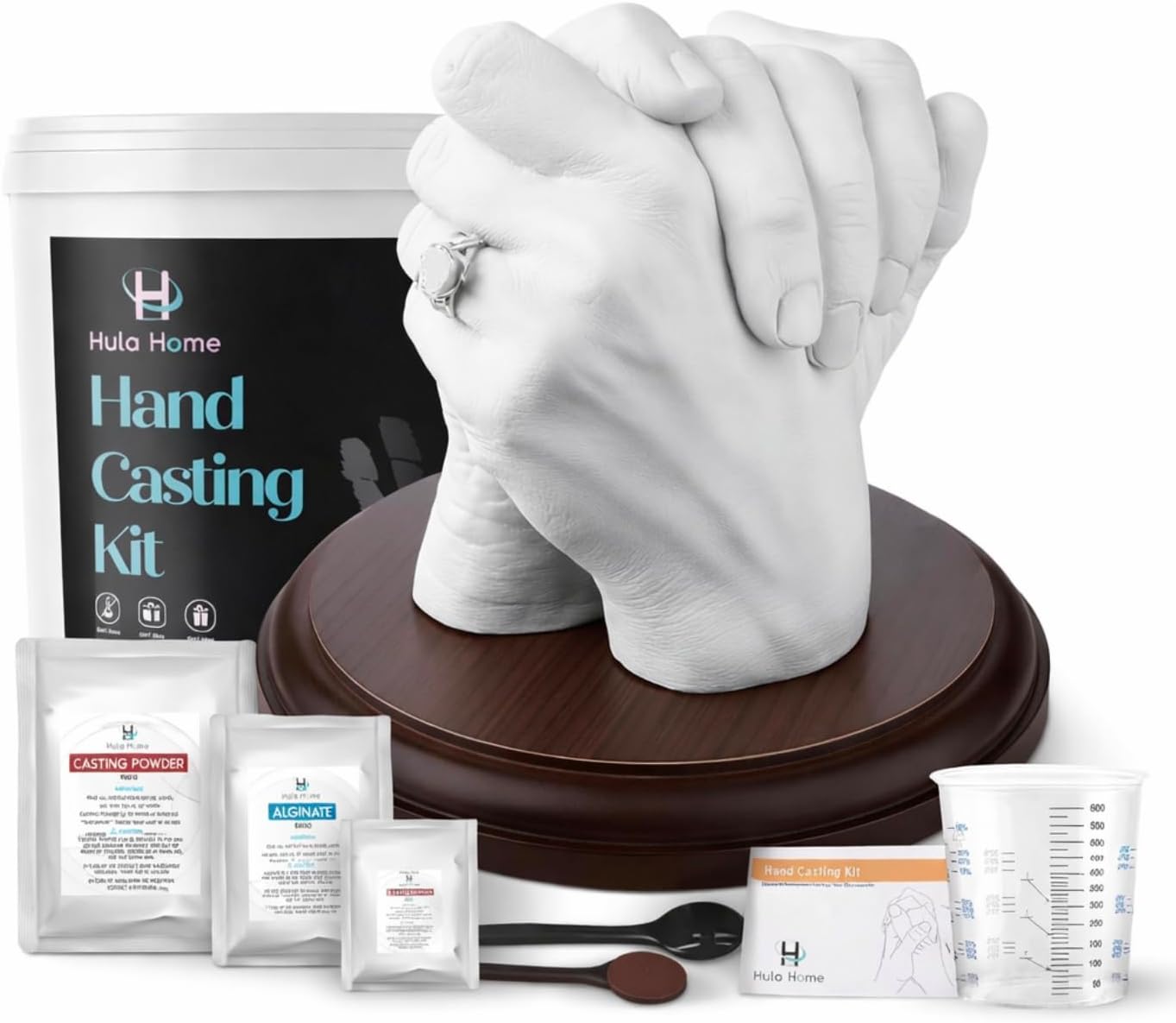 Hula Home Hand Casting Kit for CouTLes or Family with Mounting TLaque | Anniversary DIY Gifts Her & Him, Keepsake Sculpture Wedding Kids,