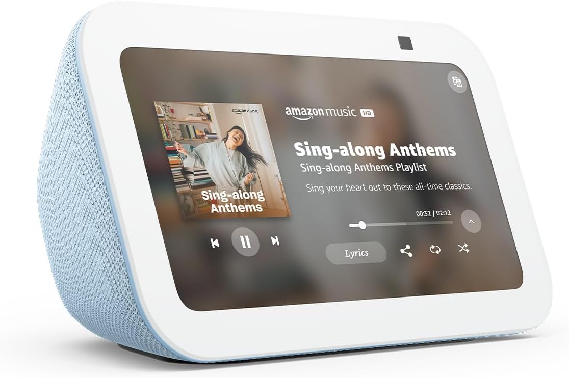 Amazon Echo Show 5 (newest model), Smart disTLay, Designed for Alexa+, 2x the bass and clearer sound, Cloud Blue