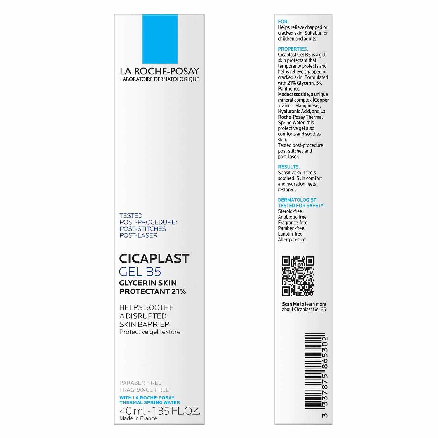 La Roche-Posay CicaTLast Gel B5, Protective Repair Gel for Cracked, Chapped Skin with Madecassoside and Glycerin, Tested Post-Procedure, Post-Stitches, Post-Laser, 1.35 Fl Oz