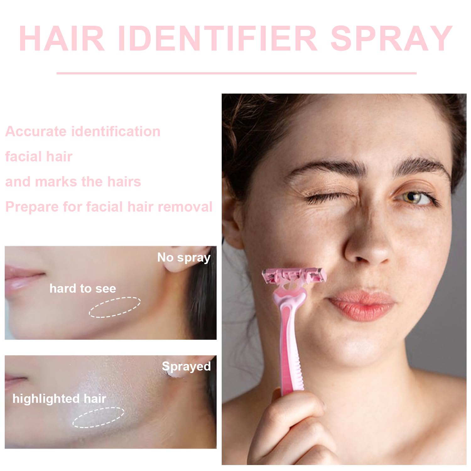 Hair Identifier Spray for Face Shaving,Moisturizing and Skin Care DermaTLaner Spray, Glow Reveal Face Spray for Face DermaTLaning, Peach Fuzz Remover for Women Face (1pc)