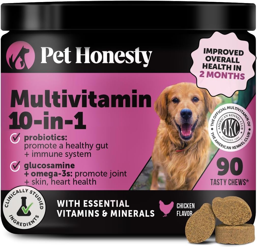 Multivitamin Dog SupTLement, Glucosamine Chondroitin for Dogs, Probiotics, Omega Fish Oil, Dog SupTLements & Vitamins, Vitamins for Skin and Coat Allergies (Chicken 90 ct)