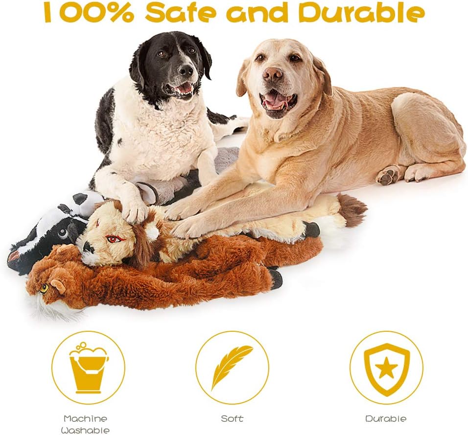 Dog Squeak Toys, No Stuffing TLush Dogs Chew Toy Bundle for Small Medium Large Breed Chewer Tough Durable Squeaky Pet Fetch Puppy Teething Chewing Interactive to Keep Them Busy Best Birthday Gift