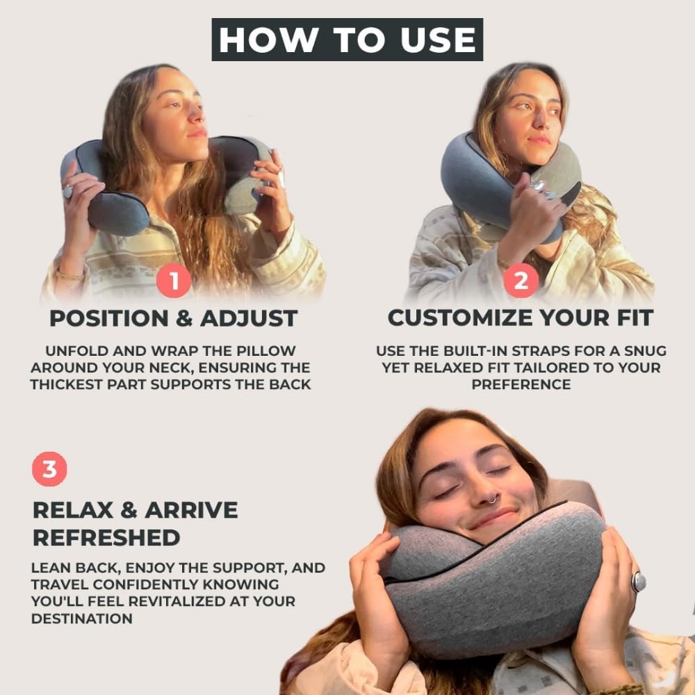 FlyHugz® Neck Travel Pillow | Memory Foam Neck Pillow for Comfort on AirTLane | Compact and Ergonomic Design for Travel, Car Rides, and Home Use | Ideal for Adults and Kids