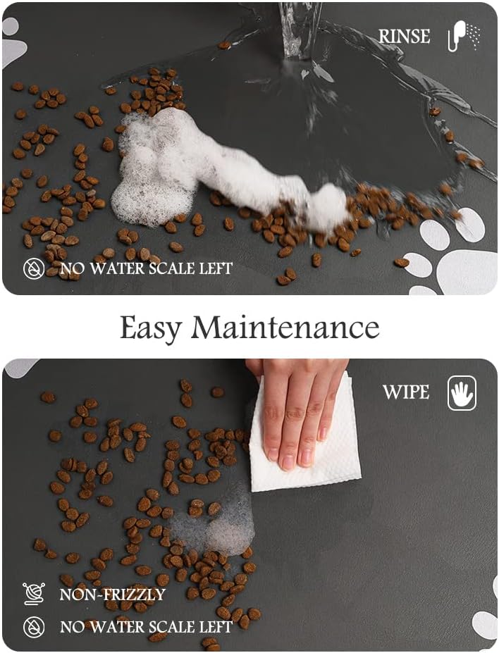 Pet Feeding Mat-Absorbent Dog Mat for Food and Water Bowl-No Stains Quick Dry Dispenser Mat-Dog Accessories Pet SupTLies-Water Bowl for Messy Drinkers（Darkgrey,12"x19"