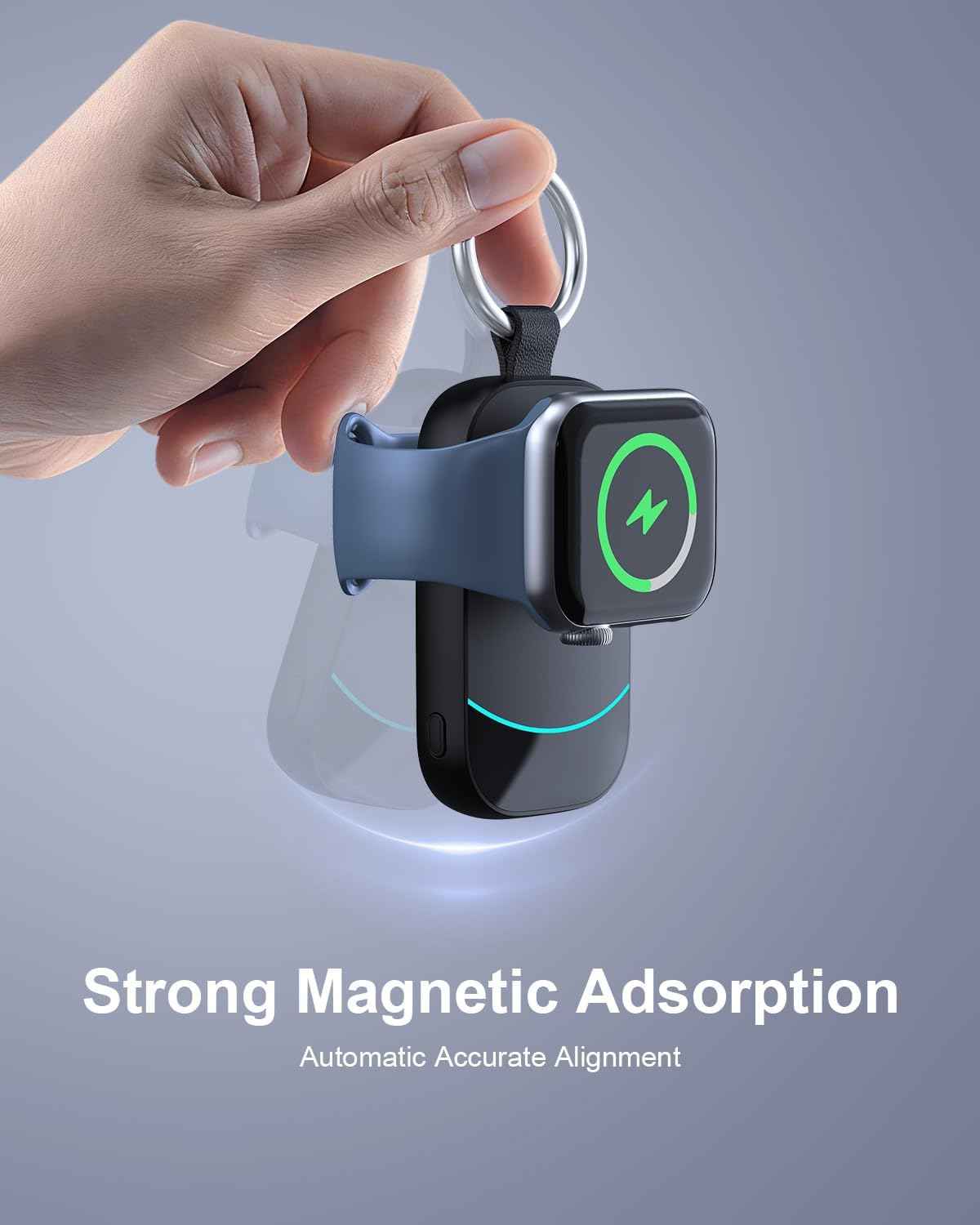 2500mAh Portable Charger for Apple Watch - Magnetic Fast Charging for Apple Watch Charger - Compact iWatch Accessories with Keychain for RV, Camping, Car & Travel Essential