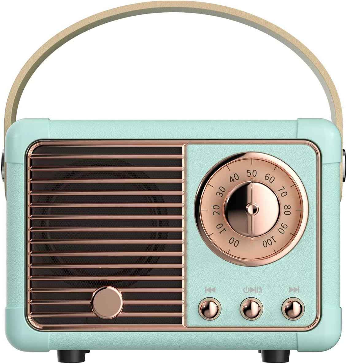 Dosmix Retro Bluetooth Speaker, Vintage Decor, Mini Wireless Bluetooth Speaker, Cute Old Fashion Style for Kitchen Desk Bedroom Office Party Outdoor Accessories for iPhone Android (Green)