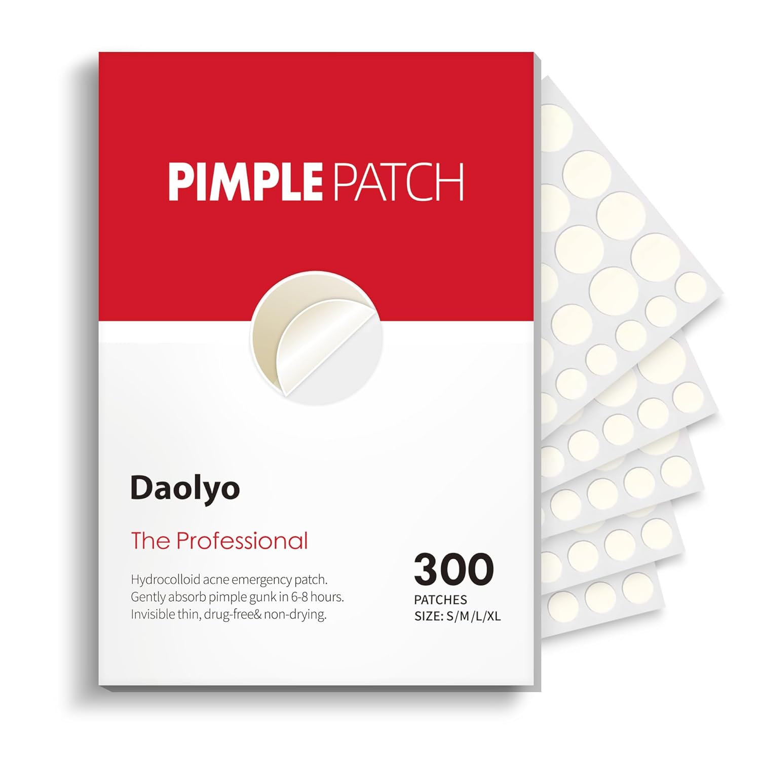 PimTLe Patches for Face, 4 Size 300 Counts Acne Patches, Hydrocolloid Patches for Covering Zits and Blemishes, Spot Stickers with Salicylic Acid, Tea Tree Oil & Calendula Oil