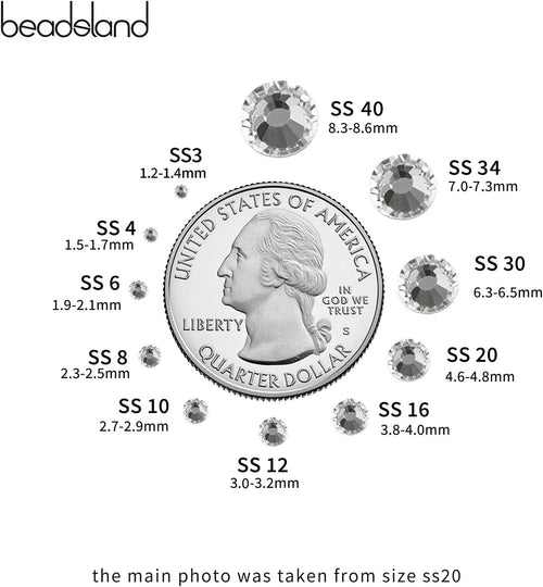 Beadsland Hotfix Rhinestones, 2880pcs Flatback Crystal Rhinestones for Crafts Clothes DIY Decoration, Crystal, SS10, 2.7-2.9mm