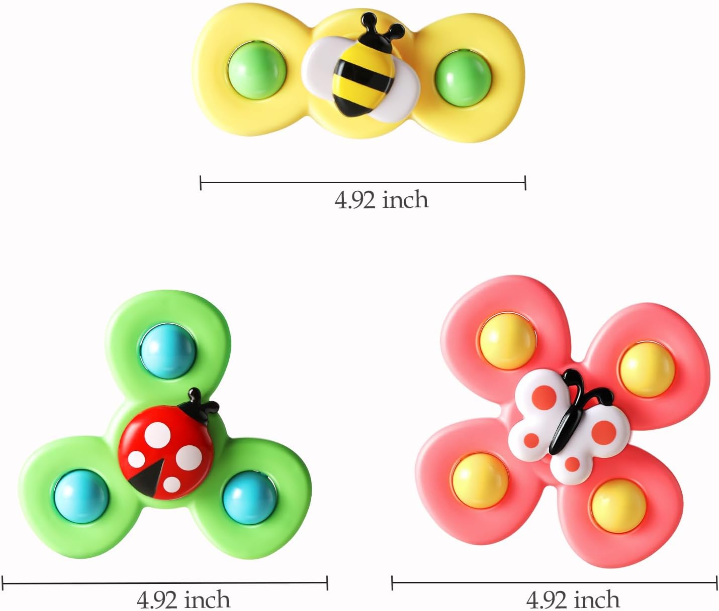 ALASOU 3PCS Suction Cup Spinner Toys for 1 Year Old Boy Girl|Spinning Top 12 18 Months|1 2 Year Old Boy Birthday Gift|Baby Bath Toy for Kids Ages 1-3|Sensory AirTLane Travel Toy for Infant Toddlers