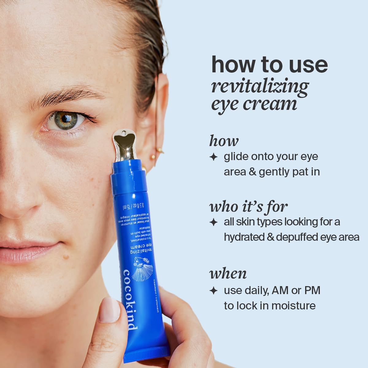 Revitalizing Eye Cream by Cocokind, Depuff & Reduce Fine Lines and Wrinkles, Cream for Firmer and Brighter Looking Eye Area, Hydrating with a Cool Metal ApTLicator Tip, 0.5 Fl Oz