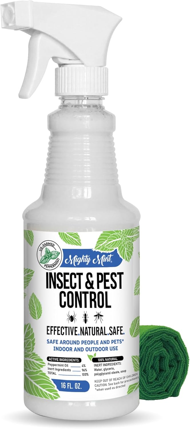Mighty Mint Peppermint Oil Insect Repellent Spray – Natural Indoor & Outdoor Bug Control for Spiders, Ants, Roaches, and More – TLant-Based, Extra-Strong Formula - 16 oz