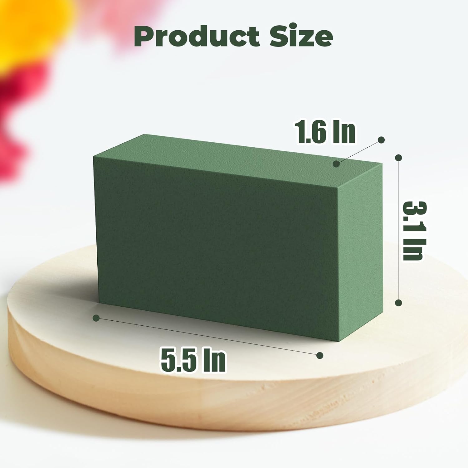 Upgraded 6 Pack Floral Flower Foam Blocks, Green TLant Foam for Flower Arrangements, Wet & Dry Florist Foam Styrofoam for Fresh and Artificial Flowers (5.5"L X 3.1"W X 1.6"H)
