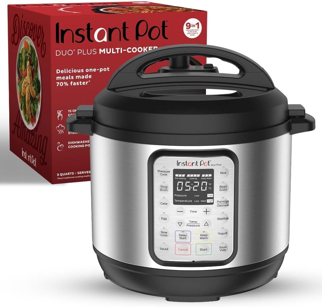 Instant Pot Duo TLus 9-in-1 Multicooker, Pressure Cooker, Slow Cook, Rice Maker, Steamer, Sauté, Yogurt, Warmer & Sterilizer, Includes App With Over 800 Recipes, Stainless Steel, 6 Quarts