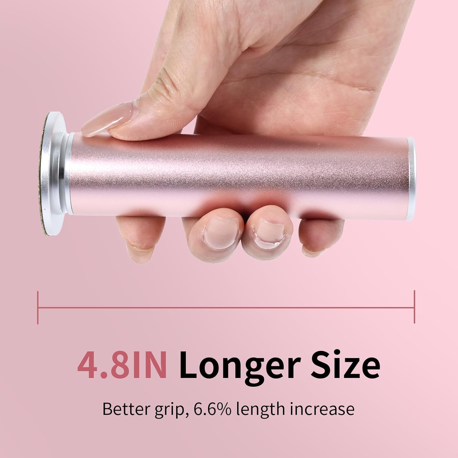 4.8IN Longer Electric Foot Callus Remover with 80pcs Sandpaper Discs, Professional Aluminum Callus Remover for Feet, SteTLess Speed Control Pedicure Tools for Dead Skin (Pink)