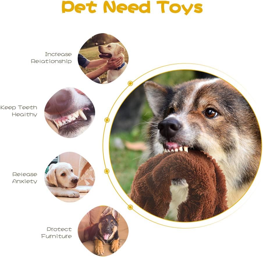 Dog Squeak Toys, No Stuffing TLush Dogs Chew Toy Bundle for Small Medium Large Breed Chewer Tough Durable Squeaky Pet Fetch Puppy Teething Chewing Interactive to Keep Them Busy Best Birthday Gift