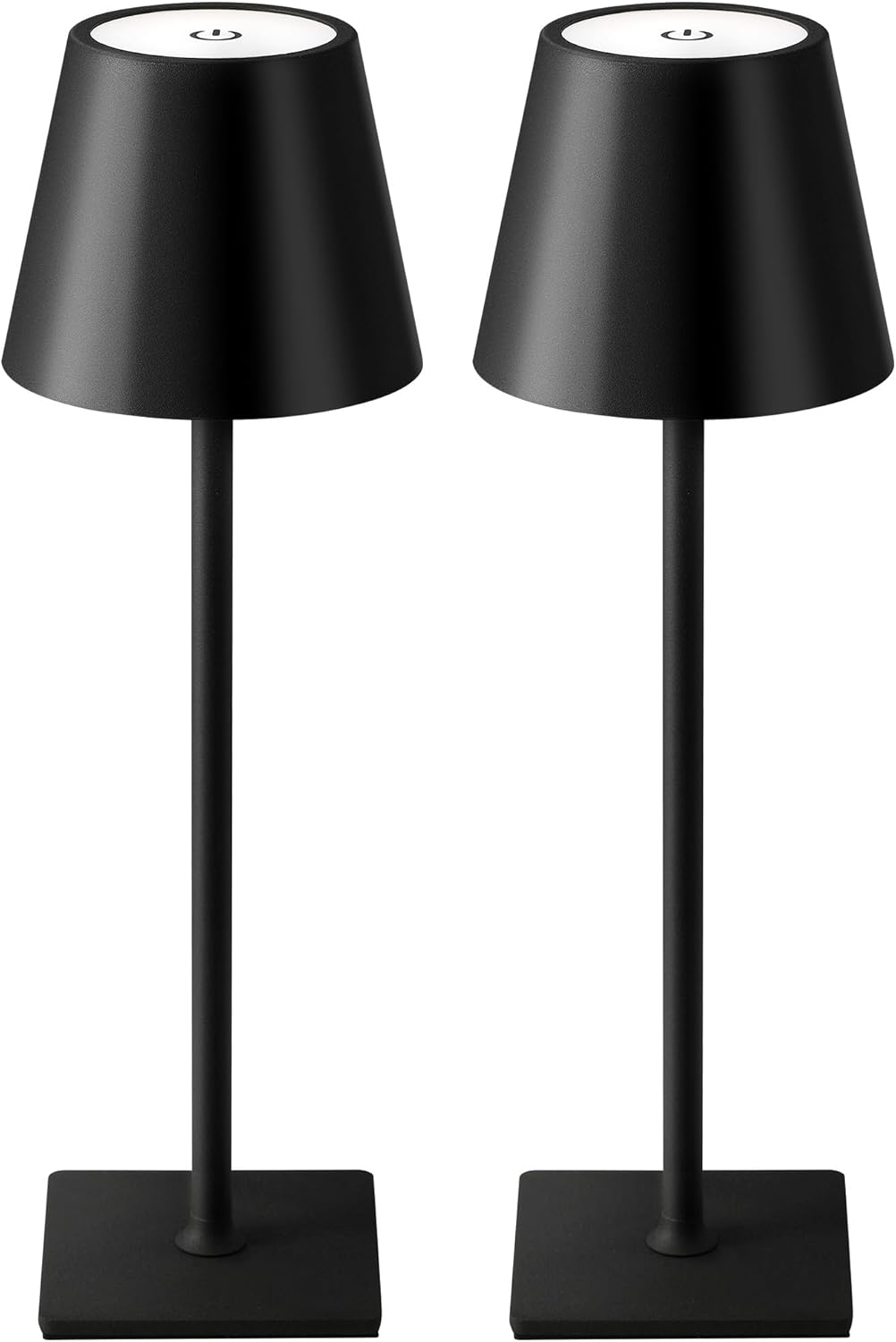 KDG 2 Pack Cordless Table Lamp, Portable LED Desk Lamps, 5000mAh Battery Operated, 3 Color SteTLess Dimming Up, for Restaurant, Bedroom, Outdoor Camping, Coffee Shop, Night Light, Rechargeable (Black)